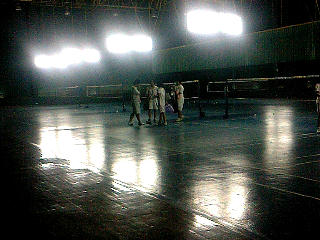 At badminton court.