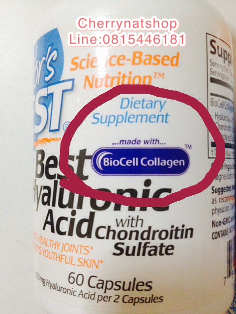 วิตามินDoctor's Best Best Hyaluronic Acid100mg with Chondroitin Sulfate 60เม็ด  ราคาโปรฯลดพิเศษ 980บาทนำเข้าโดยCherrynatshop