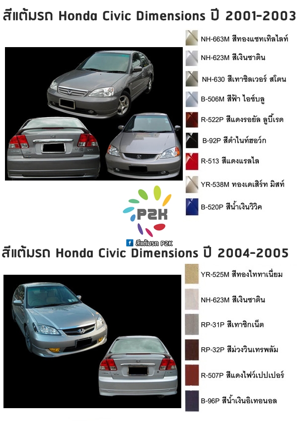 honda civic dimension 2001-2005