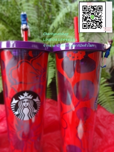 Cold Cup 24oz New Spring Collection USA;Floral Cold Cup-Purple and Redสาวกพี่บัึคต้องมีไว้By cherrynatshop