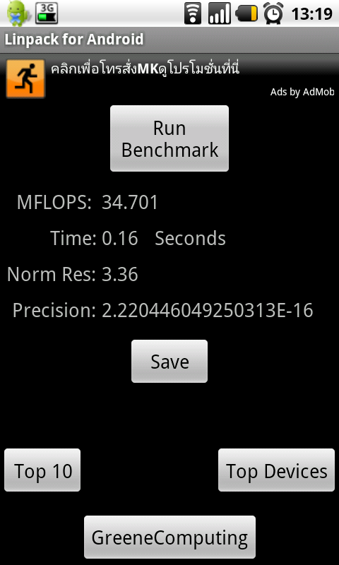 Run linpack on N1 Froyo cc @sugree