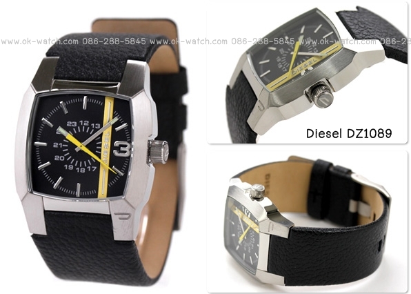 นาฬิกา Diesel DZ1089 Men's Black Leather Watch