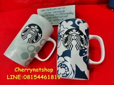 Mint floral mug 160z StarbucksUSA 16oz by Cherrynatshop