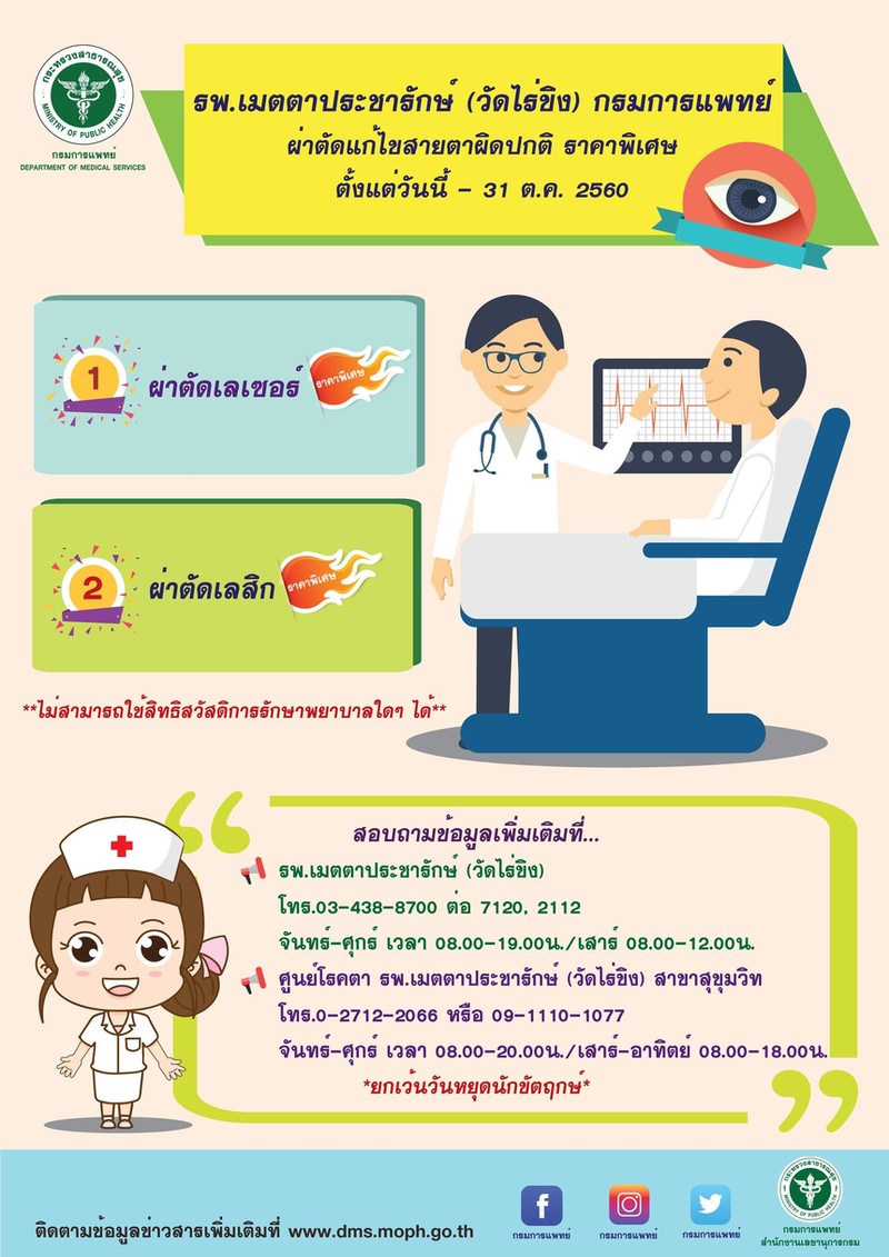 รพ.เมตตาประชารักษ์ (วัดไร่ขิง) กรมการแพทย์ ผ่าตัดแก้ไขสายตาผิดปกติ ราคาพิเศษ