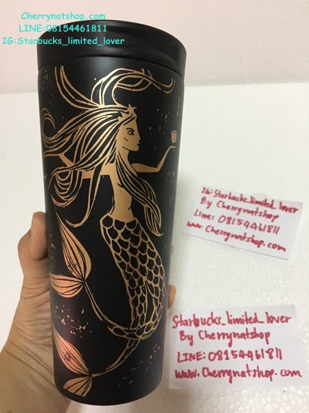 #Starbucks Tumbler Stainless Steel Matte Black with Gold Siren Wood Cut Print 16 Oz  #ใบนี้คือสุดยอดแก้วเก็บร้อน Starbucks Tumbler; The Best Starbucks USA Tumbler 