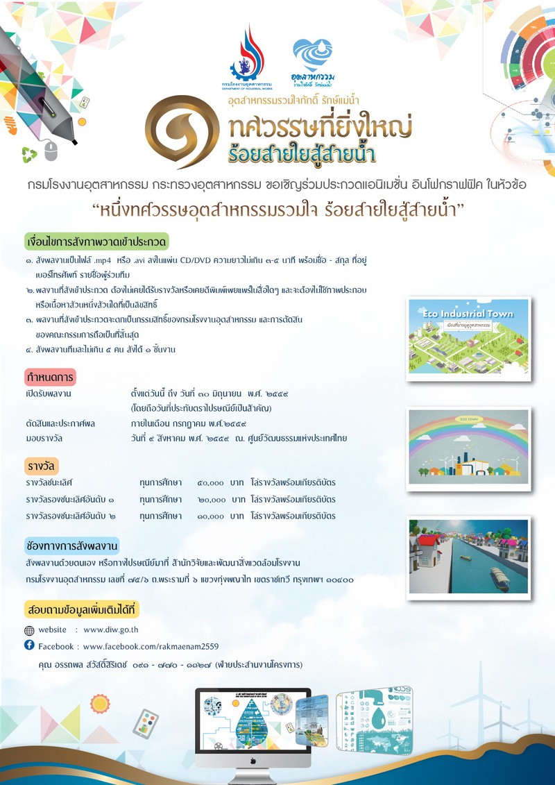 การประกวดภาพวาดและแอนิเมชั่น อินโฟกราฟิก ?หนึ่งทศวรรษอุตสาหกรรมรวมใจ ร้อยสายใยสู่สายน้ำ?