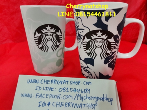 Mint floral mug 160z StarbucksUSA 16oz by Cherrynatshop