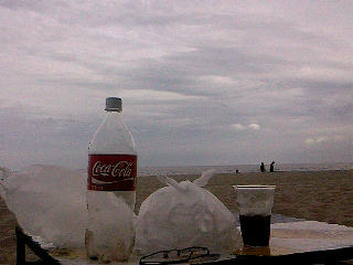 Cola on the beach.