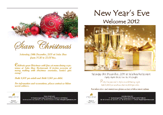 Siam Christmas & Glittering night in New Year's Eve Party  Sala Bua Restaurant