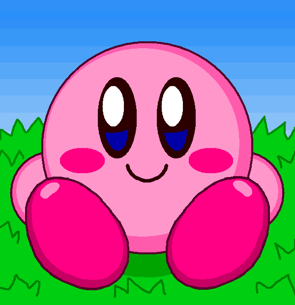 Kirby Sitting in Grassland