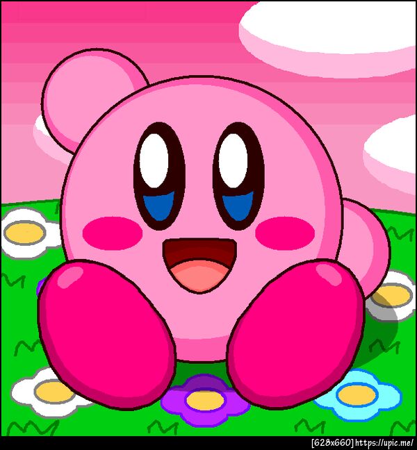 Kirby Sitting in Flower Garden