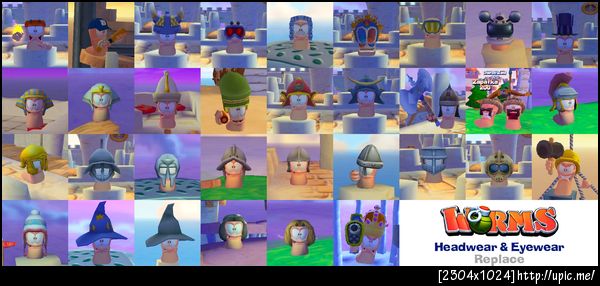 หมวกและแว่นสำหรับทับของที่มีอยู่ใน Worms Ultimate Mayhem Gmod