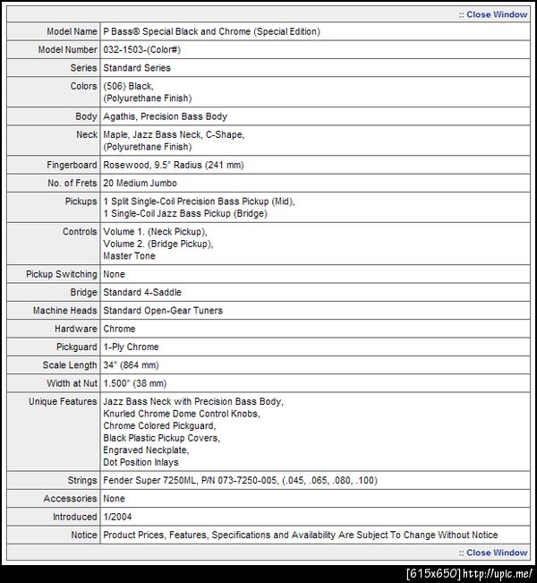 Squier P.Bass black&chrome spec