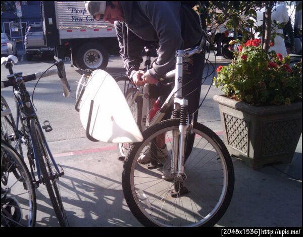 in the UK we have mudguards on a bike here they have surf boards