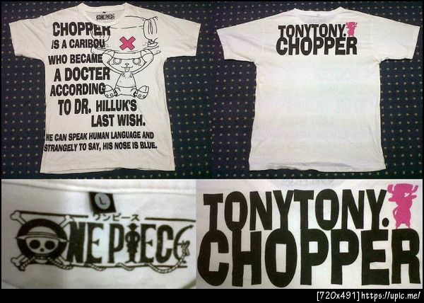 เสื้อการ์ตูน ONE PIECE สกรีนลาย CHOPPER เต็มๆหน้าหลัง ของแท้ สีขาว ไซท์ L ขนาด อก20 ยาว28สภาพ80% ราคา300 บาท