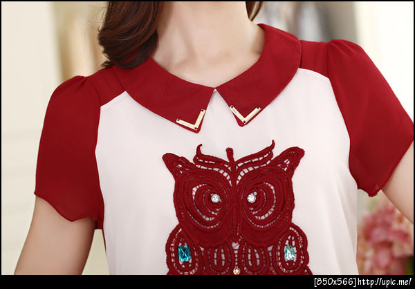 เสื้อชีฟองคนอ้วนไซส์ใหญ่ลายนกฮูก