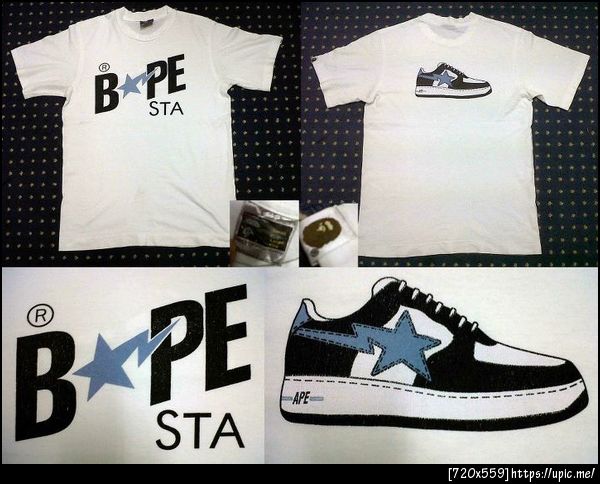 เสื้อ A Bathing Ape สกรีนลาย Bape Sta หน้าหลัง ของแท้ Made In Japan สภาพ 83% ไซท์ M ขนาด อก20 ยาว28 ราคา 300บาท