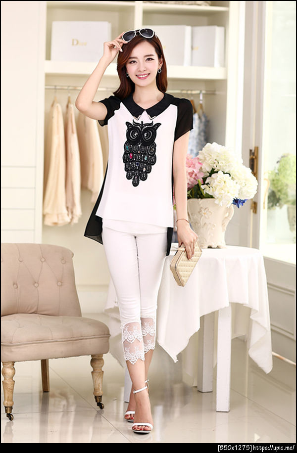 เสื้อชีฟองคนอ้วนไซส์ใหญ่ลายนกฮูก3