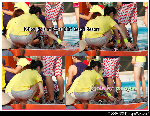 Krystal&Hyunahช่วยกันวิดน้ำ(♥สังเกตที่มือ)