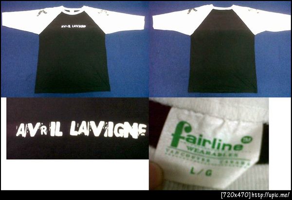 เสื้อ Avril Lavigne สีดำแขนขาว เป็นแบบ 3 ส่วน สภาพดี Made in Canada ไซท์ Lขนาด อก21.5 ยาว27 ราคา 400 บาท