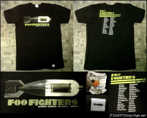 เสื้อ FOO FIGHTERS ทัวร์อเมริกาอัลบั้ม echo silence patience&grace ปี2007 สีดำ ไซท์ L ขนาด อก20 ยาว28 สภาพ95% ราคา550บาท