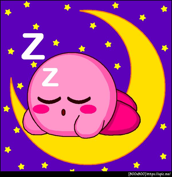 Kirby sleeping in the moon