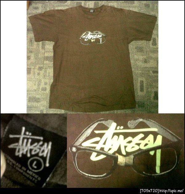 เสื้อ Stussy สกรีนลาย แว่นตากับโลโก้ สีน้ำตาล ขนาด อก23 ยาว29 สภาพ84% ราคา300บาท