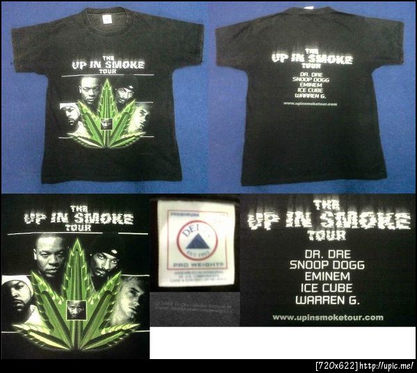 เสื้อ Up in Smokes Tour ปี2000 สกรีนลายหน้าและหลัง สีดำ ไซท์ M(ทำไซท์) ขนาด อก21 ยาว28 สภาพ80% ราคา400บาท