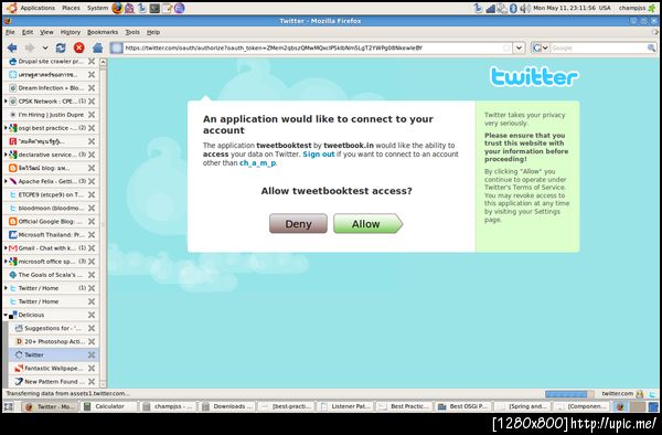 Add an application to twitter!?