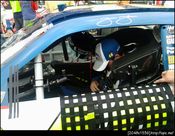 jj getting strapped in for the race