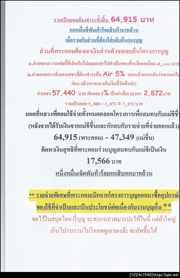 รายจ่ายมุมมองพระคอม