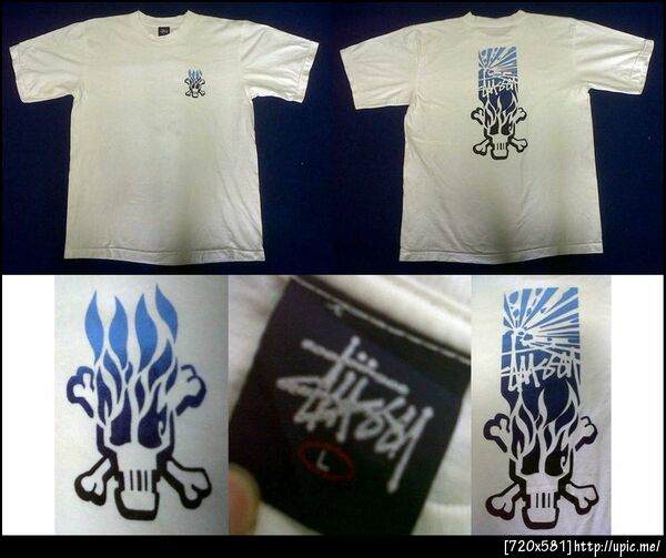 เสื้อ Stussy สีขาว สกรีนหน้าและหลัง ไซท์ L ขนาด อก21 ยาว29 ราคา 300 บาท