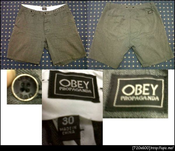 กางเกงขาสั้น Obey สีเทาแบบซิปและกระดุม เอวป้าย30แต่วัดจริง32 ยาว 18นิ้ว สภาพ 90% ราคา 450 บาท